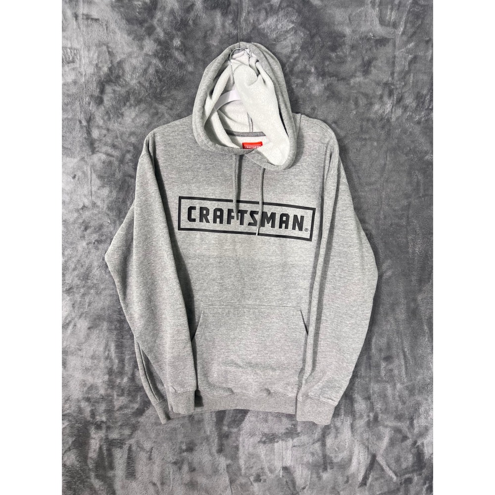 Craftsman Mens Logo Hoodie Heather Gray Fleece Sweatshirt Size Large L